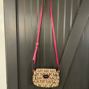 Michael Kors Beige and Pink Crossbody Bag